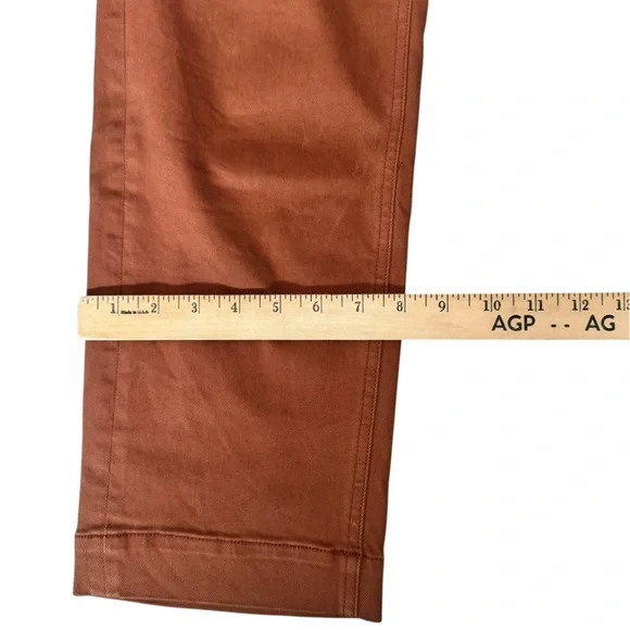 Evereve Evelyn Cropped Straight Rust Brown High Rise Jeans 00 - Picture 3 of 6